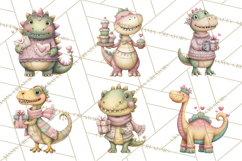 Valentine Dinosaur Clipart PNG, Cute Valentine Dinosaurs Product Image 2