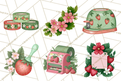Strawberry Stationery Clipart, Pastel Office Supplies Png Product Image 7