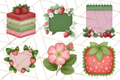 Strawberry Stationery Clipart, Pastel Office Supplies Png Product Image 8