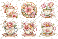 Tea Time Notes Clipart, Cozy Teapot and Cup Clip Art PNG Product Image 3