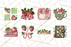 Strawberry Stationery Clipart, Pastel Office Supplies Png Product Image 4