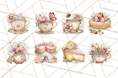 Tea Time Notes Clipart, Cozy Teapot and Cup Clip Art PNG Product Image 4