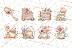 Tea Time Notes Clipart, Cozy Teapot and Cup Clip Art PNG Product Image 5