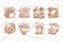 Tea Time Notes Clipart, Cozy Teapot and Cup Clip Art PNG Product Image 6
