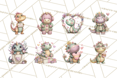 Valentine Dinosaur Clipart PNG, Cute Valentine Dinosaurs Product Image 7