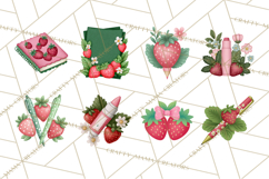 Strawberry Stationery Clipart, Pastel Office Supplies Png Product Image 5