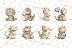 Valentine Dinosaur Clipart PNG, Cute Valentine Dinosaurs Product Image 8