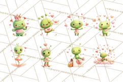 Green Alien Valentine Clipart PNG, Cute Alien Valentines Product Image 3