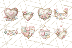 Rustic Valentine Decor Clipart, Burlap Heart PNG Product Image 3