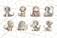 Valentine Dinosaur Clipart PNG, Cute Valentine Dinosaurs Product Image 9