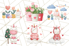 Valentine Unicorn Clipart PNG, Unicorn Girl Valentine Product Image 7