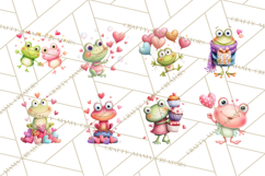 Valentine Frog Clipart PNG, Cute Valentine Frogs, Kids Product Image 3