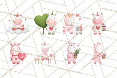 Valentine Unicorn Clipart PNG, Unicorn Girl Valentine Product Image 5