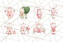 Valentine Unicorn Clipart PNG, Unicorn Girl Valentine Product Image 4