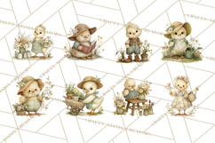 Vintage Spring Chicks Clipart, Cute Baby Chick Gardening Product Image 5