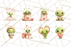 Green Alien Valentine Clipart PNG, Cute Alien Valentines Product Image 5