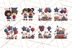 Patriotic Kids Clipart for 4th of July, USA Children PNG Product Image 2