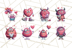 Valentine Monster Clipart PNG, Cute Valentine Monsters, Kids Product Image 3