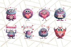 Valentine Monster Clipart PNG, Cute Valentine Monsters, Kids Product Image 7