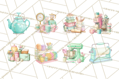 50s Retro Kitchen Clipart, Vintage 1950s Kitchen Appliances Product Image 8