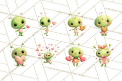 Green Alien Valentine Clipart PNG, Cute Alien Valentines Product Image 6