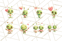 Green Alien Valentine Clipart PNG, Cute Alien Valentines Product Image 2