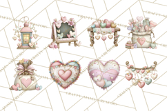 Rustic Valentine Decor Clipart, Burlap Heart PNG Product Image 6