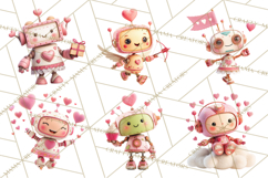 Valentine Robot Clipart PNG, Cute Valentine Robots, Kids Product Image 8