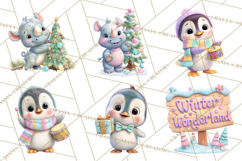 Winter Safari Baby Animals Clipart PNG Cute Holiday Clip Art Product Image 9