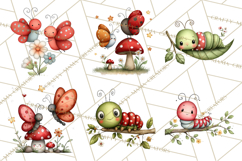 Happy Bug Friends Clipart, Ladybugs, Bees, Butterflies Png Product Image 5