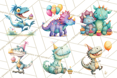 Dinosaur Birthday Clipart PNG, Watercolor Dino Birthday Product Image 8