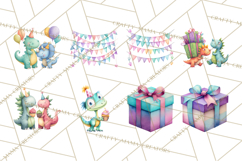 Dinosaur Birthday Clipart PNG, Watercolor Dino Birthday Product Image 6