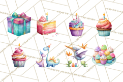 Dinosaur Birthday Clipart PNG, Watercolor Dino Birthday Product Image 3