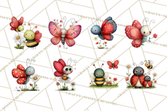 Happy Bug Friends Clipart, Ladybugs, Bees, Butterflies Png Product Image 6