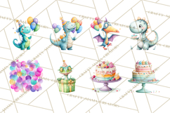 Dinosaur Birthday Clipart PNG, Watercolor Dino Birthday Product Image 4