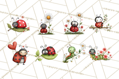 Happy Bug Friends Clipart, Ladybugs, Bees, Butterflies Png Product Image 3