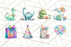 Dinosaur Birthday Clipart PNG, Watercolor Dino Birthday Product Image 7