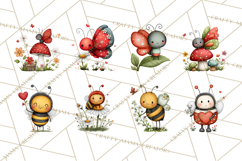 Happy Bug Friends Clipart, Ladybugs, Bees, Butterflies Png Product Image 9