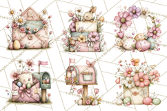 Easter Letters and Mail PNG, Spring Stationery Clipart Product Image 7