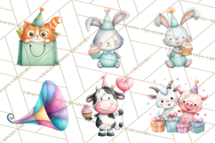 Farm Birthday Clipart PNG, Watercolor Farm Animals Birthday Product Image 8