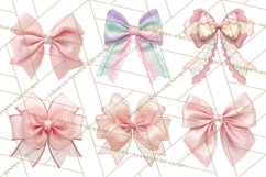 Bows Clipart, Girly Pastel Decorative Png, Layered Satin Product Image 14