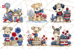 Patriotic Western Clipart, Whimsical Red White Blue Desert Product Image 8