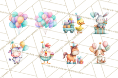 Farm Birthday Clipart PNG, Watercolor Farm Animals Birthday Product Image 2