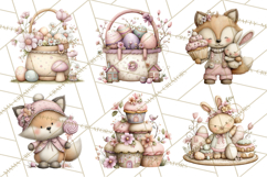 Easter Picnic Animal Clipart, Cute Spring Picnic PNG Product Image 8