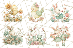 Spring Garden Animals Clipart, Whimsical Bunny Duck Frog Png Product Image 6