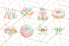Pastel Birthday Clipart, Soft Party Decorations PNG, Festive Product Image 5