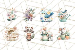 Spring Garden Animals Clipart, Whimsical Bunny Duck Frog Png Product Image 8