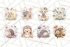 Spring Garden Animals Clipart, Whimsical Bunny Duck Frog Png Product Image 5