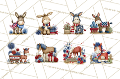Patriotic Western Clipart, Whimsical Red White Blue Desert Product Image 2