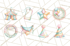 Pastel Birthday Clipart, Soft Party Decorations PNG, Festive Product Image 7